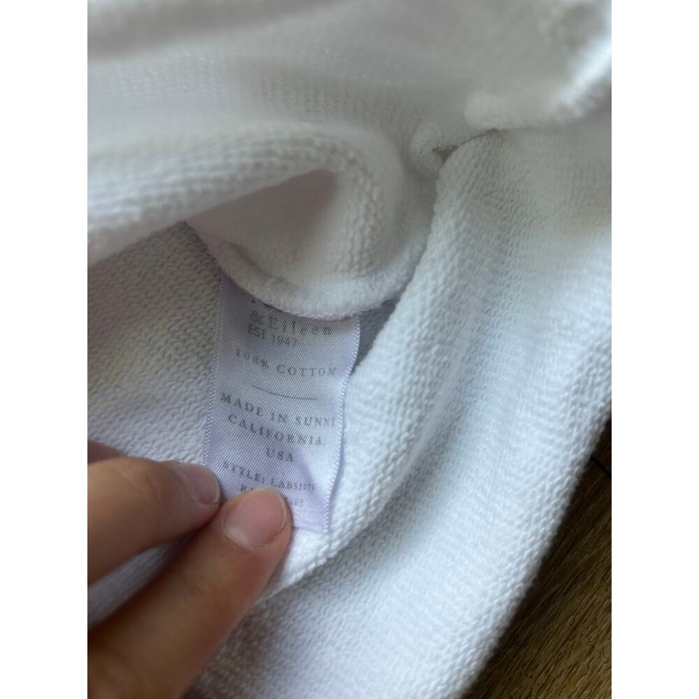 Frank & Eileen Patrick Popover Henley Sweatshirt White L Triple Fleece Raw Hem - Picture 14 of 16